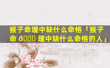 猴子命理中缺什么命格「猴子命 🍁 理中缺什么命格的人」